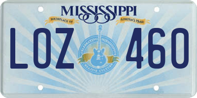 MS license plate LOZ460
