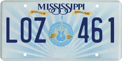 MS license plate LOZ461