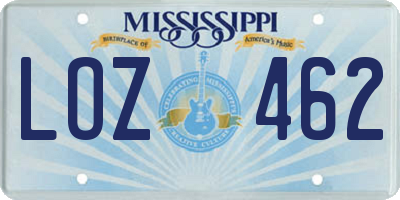 MS license plate LOZ462