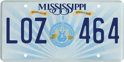 MS license plate LOZ464