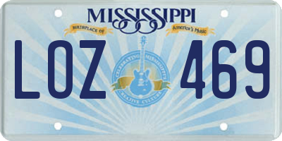 MS license plate LOZ469