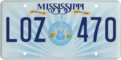 MS license plate LOZ470