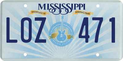 MS license plate LOZ471
