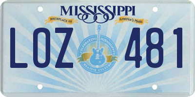 MS license plate LOZ481