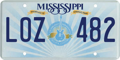 MS license plate LOZ482