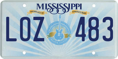 MS license plate LOZ483