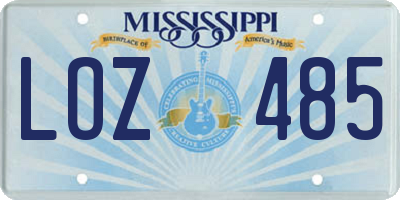 MS license plate LOZ485
