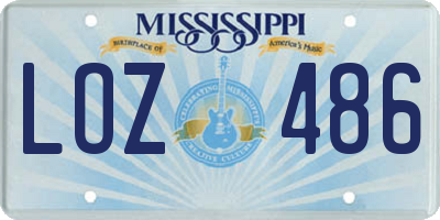 MS license plate LOZ486