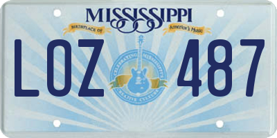 MS license plate LOZ487