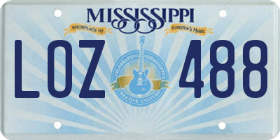 MS license plate LOZ488