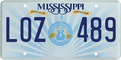 MS license plate LOZ489