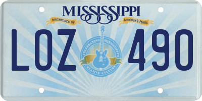 MS license plate LOZ490