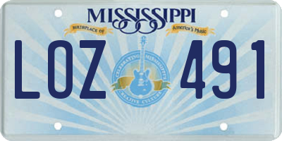 MS license plate LOZ491