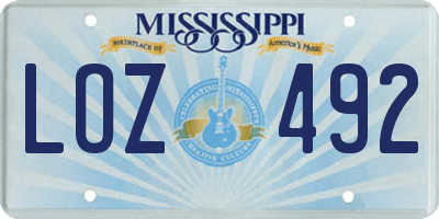 MS license plate LOZ492