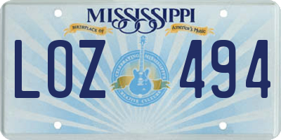 MS license plate LOZ494