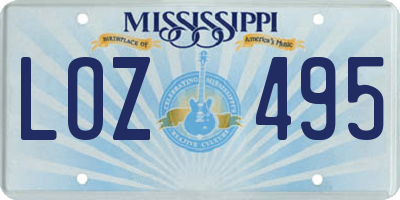 MS license plate LOZ495