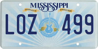 MS license plate LOZ499