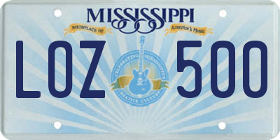 MS license plate LOZ500