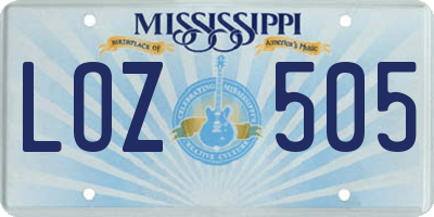 MS license plate LOZ505