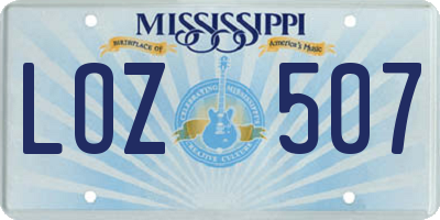 MS license plate LOZ507