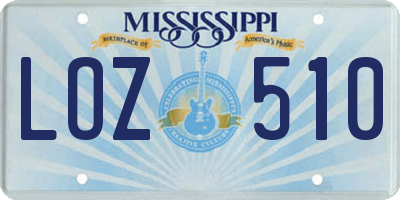 MS license plate LOZ510