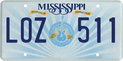 MS license plate LOZ511