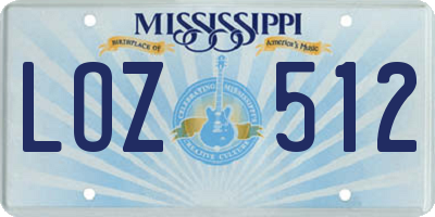 MS license plate LOZ512