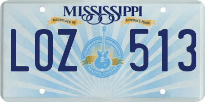 MS license plate LOZ513