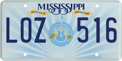 MS license plate LOZ516