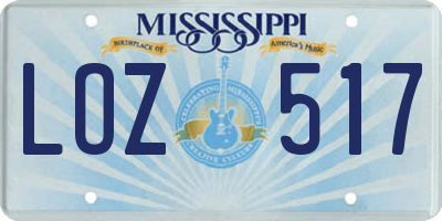 MS license plate LOZ517