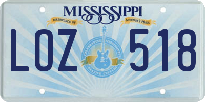 MS license plate LOZ518