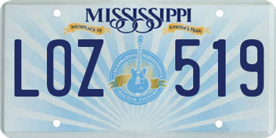 MS license plate LOZ519