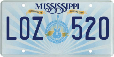 MS license plate LOZ520