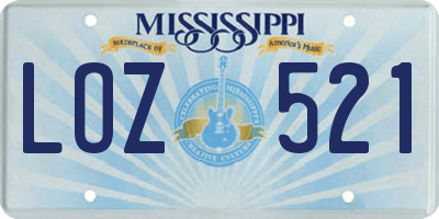 MS license plate LOZ521