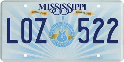 MS license plate LOZ522