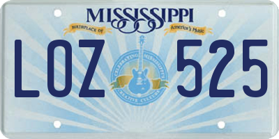 MS license plate LOZ525