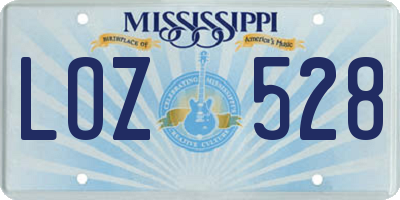 MS license plate LOZ528