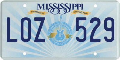 MS license plate LOZ529