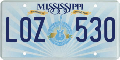 MS license plate LOZ530