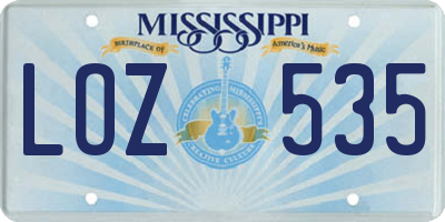 MS license plate LOZ535