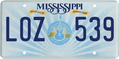 MS license plate LOZ539