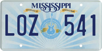 MS license plate LOZ541