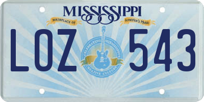 MS license plate LOZ543