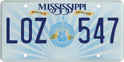 MS license plate LOZ547