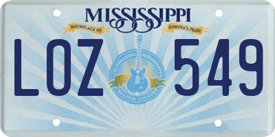 MS license plate LOZ549