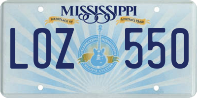MS license plate LOZ550