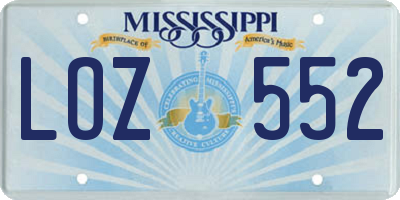 MS license plate LOZ552