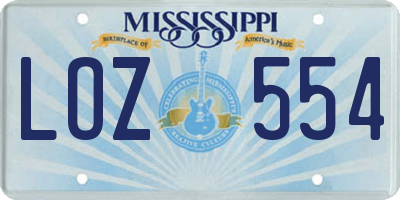MS license plate LOZ554
