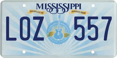 MS license plate LOZ557