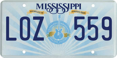 MS license plate LOZ559